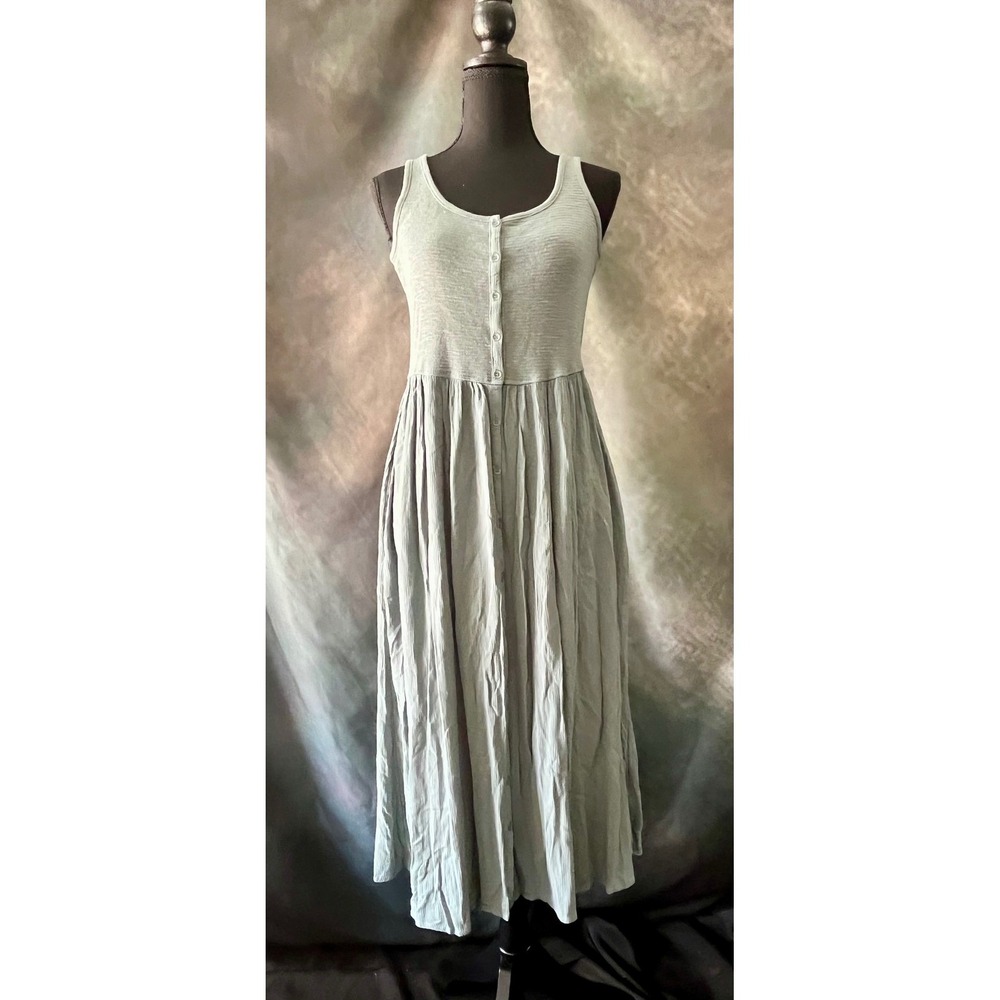 Frye Midi‎ Dress Womens XS Blue-Gray Sleeveless Button Front Casual Sundress
